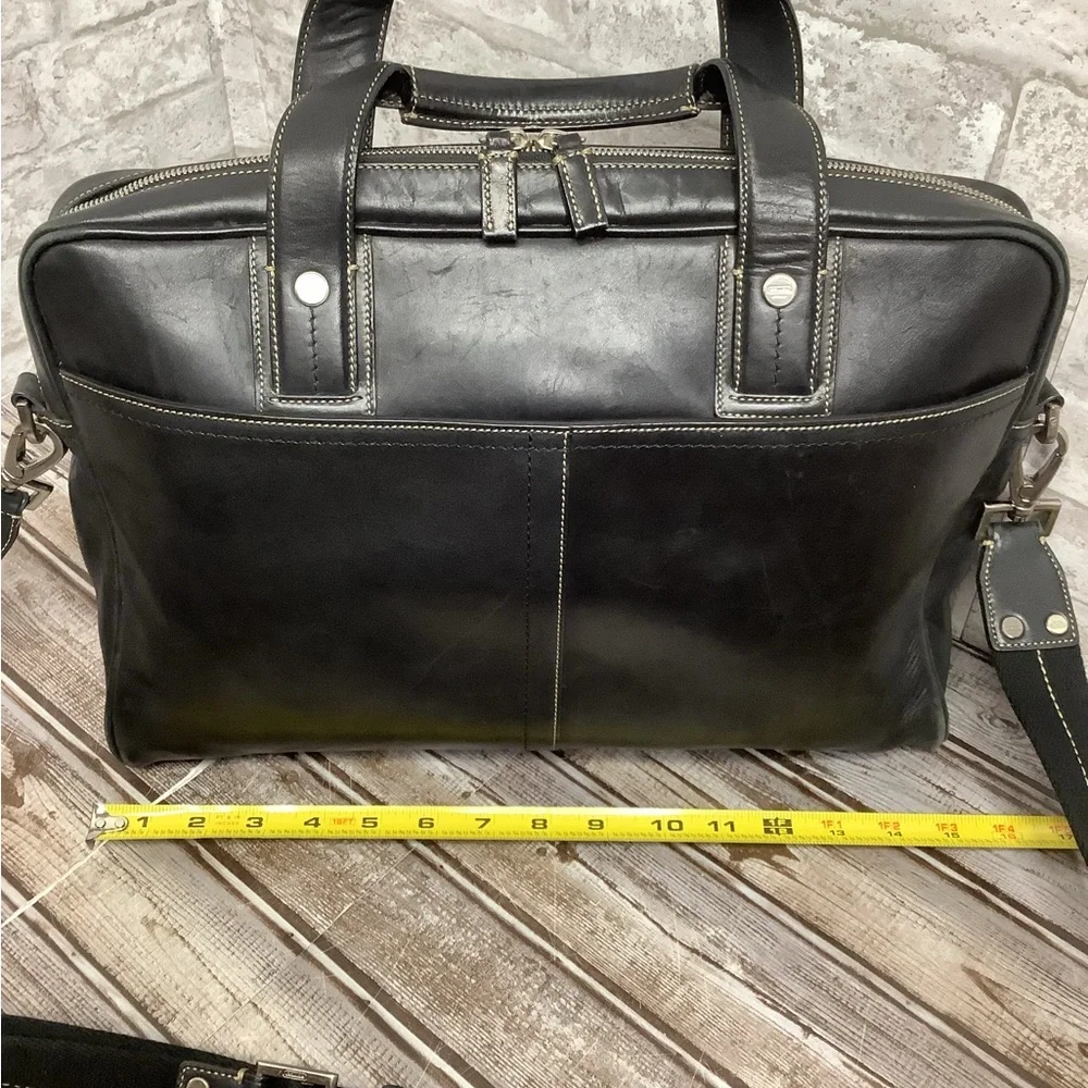 Vintage Coach Briefcase Soft Sided Black Leather Messenger Handbag Bag Slim Rare